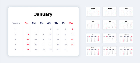 Calendar 2020 new year white template corporate vector