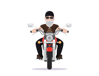 Cool Biker Character Riding a Motorbike Vector Image