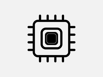 hardware thin line icon processor cpu pixel vector image