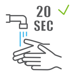 Washing your hands 20 seconds color line icon vector