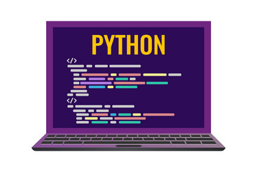 Laptop with a code computer language python vector