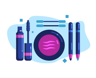 Set decorative cosmetics for eye makeup vector