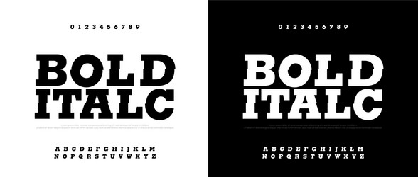 Typography bold italic font set modern vector