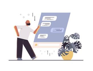 man chatting on digital screen guy using chat app vector image