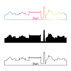 Bari skyline linear style with rainbow vector