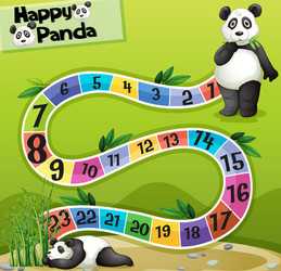 boardgame template with two pandas in park vector