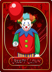 Creepy clown character game card template vector