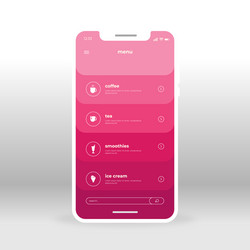 red cafe menu ui ux gui screen for mobile apps vector image