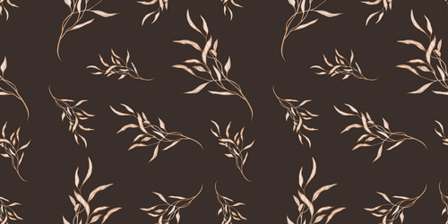 seamless loopable pattern with hand drawn leaves vector image