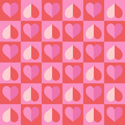 checkered seamless pattern with hearts in red vector