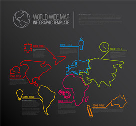 Dark world map with pointer marks vector