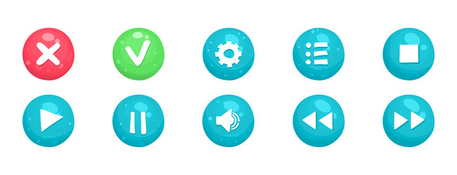 Set of buttons and progress-bar bright different vector