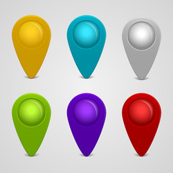 set of round glossy map pointers vector