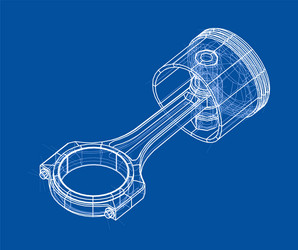 sketch of piston rendering 3d vector image