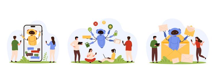 support and help from chat bot to customers set vector image