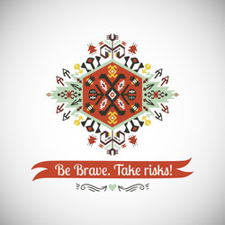 bright decorative element on aztec style vector image