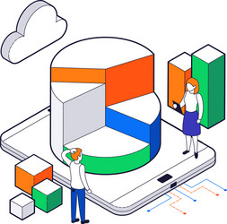 colored big data science analysis isometric vector image
