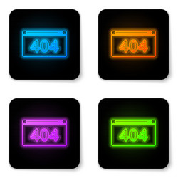 glowing neon page with a 404 error icon isolated vector image