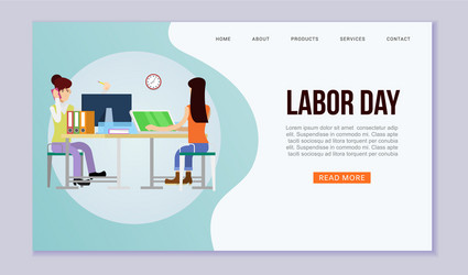 office workers women sitting at table Vector Image