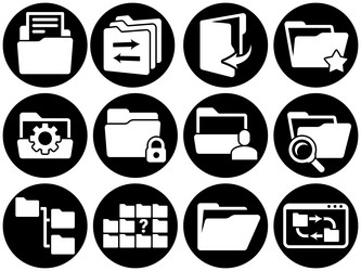 set of simple icons on a theme folder documents vector image