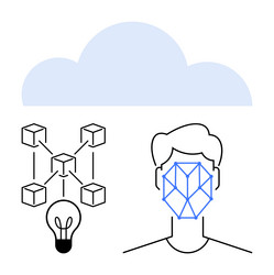 cloud integration of blockchain ai facial vector image
