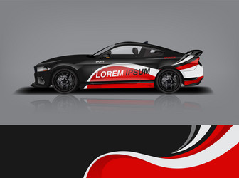 Sport Car Wrap Decal - Flames & Stripes Vector Image
