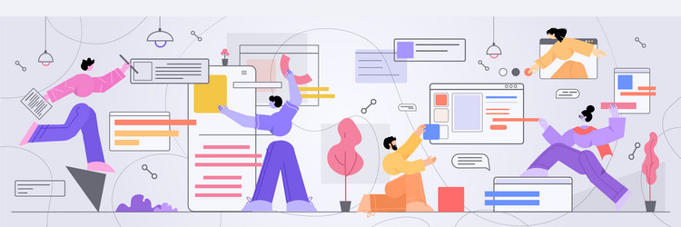 businesspeople developers creating computer vector image