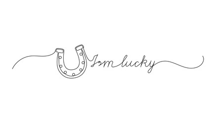 continuous one line script cursive text i m lucky vector