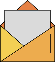 open message envelope with blank paper icon image vector image