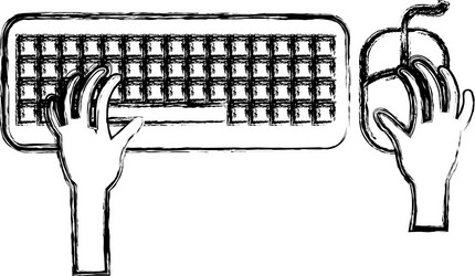 hands typing in keyboard and mouse vector image