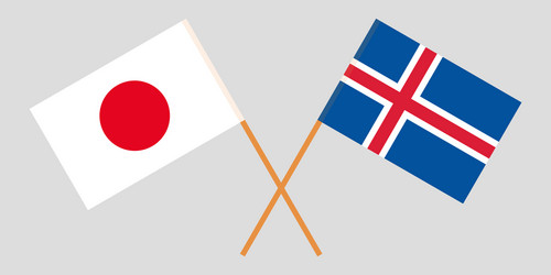 icelandic and japanese flags vector