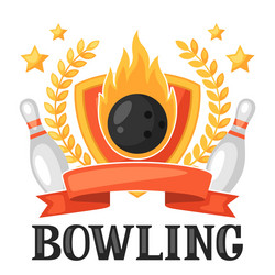 Bowling emblem with game objects image vector