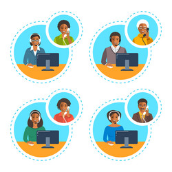 call center agent talk on the phone with customer vector image