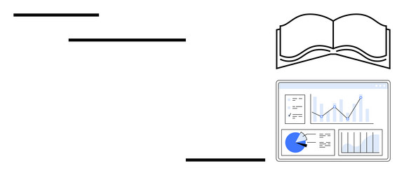 data analytics dashboard and open book vector image