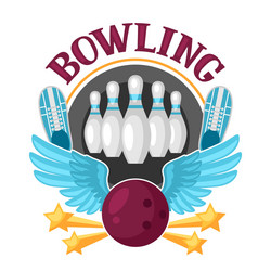 bowling emblem with game objects image vector