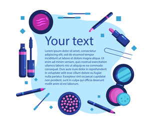 Cosmetics for makeup banner place text vector