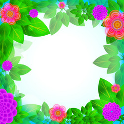 Leaves and flowers frame vector