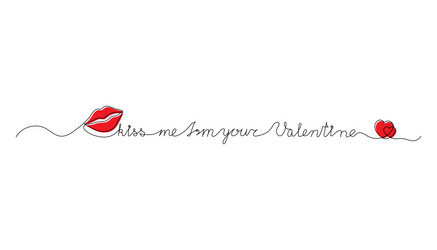 continuous one line script cursive text kiss me vector image