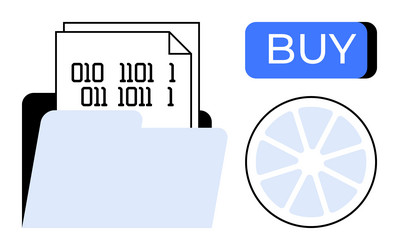 digital files binary code purchase button vector image