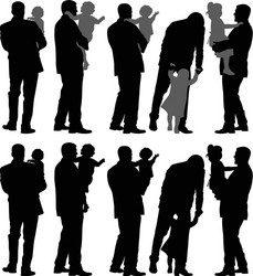 Father and Child Silhouette Vector Image