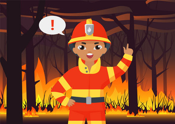 fireman kid boy firefighter in protective uniform Vector Image