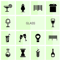 14 glass icons vector