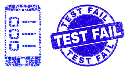 blue distress test fail seal and mobile items vector