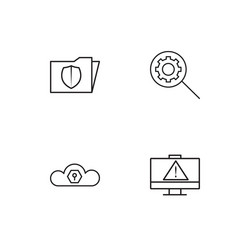 cyber security linear icons set simple outline vector image