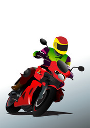motorcycle on the white-gray background biker 3d Vector Image