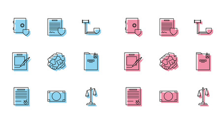 set line confirmed document and check mark stacks vector image
