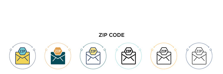 Zip code icon in filled thin line outline vector