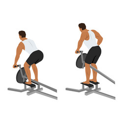 man doing one arm t bar rows exercise vector image