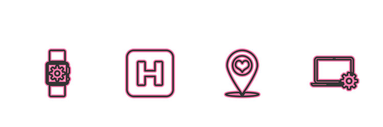 Set line smartwatch setting map pointer vector