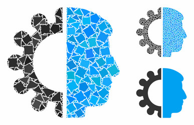 android head composition icon bumpy items vector image